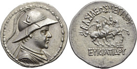 KÖNIGREICH BAKTRIEN. Eukratides I. Megas, ca. 170 - 145 v. Chr. Eukratides I. Megas, ca. 170 - 145 v. Chr. Tetradrachme ø 35mm (16.93g). ca. 163 - 145...