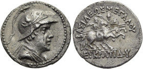 KÖNIGREICH BAKTRIEN. Eukratides I. Megas, ca. 170 - 145 v. Chr. Eukratides I. Megas, ca. 170 - 145 v. Chr. Drachme ø 20mm (3.70g). ca. 163 - 145 v. Ch...