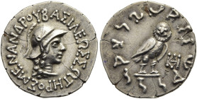 KÖNIGREICH BAKTRIEN. Menander I. Soter, ca. 165 - 130 v. Chr. Menander I. Soter, ca. 165 - 130 v. Chr. Drachme im indischen Gewichtsstandard ø 17mm (2...