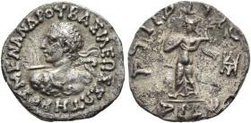 KÖNIGREICH BAKTRIEN. Menander I. Soter, ca. 165 - 130 v. Chr. Menander I. Soter, ca. 165 - 130 v. Chr. Drachme im indischen Gewichtsstandard ø 16mm (2...