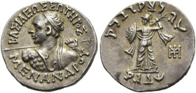KÖNIGREICH BAKTRIEN. Menander I. Soter, ca. 165 - 130 v. Chr. Menander I. Soter, ca. 165 - 130 v. Chr. Drachme im indischen Gewichtsstandard ø 17mm (2...