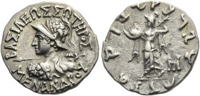 KÖNIGREICH BAKTRIEN. Menander I. Soter, ca. 165 - 130 v. Chr. Menander I. Soter, ca. 165 - 130 v. Chr. Drachme im indischen Gewichtsstandard ø 17mm (2...