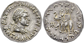 KÖNIGREICH BAKTRIEN. Antialkidas Nikephoros, ca. 120 - 100 v. Chr. Antialkidas Nikephoros, ca. 120 - 100 v. Chr. Tetradrachme im indischen Gewichtssta...