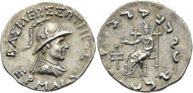 KÖNIGREICH BAKTRIEN. Hermaios Soter, ca. 115 - 110 v. Chr. Hermaios Soter, ca. 115 - 110 v. Chr. Tetradrachme im indischen Gewichtsstandard ø 27mm (9....