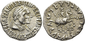 KÖNIGREICH BAKTRIEN. Hermaios Soter, ca. 115 - 110 v. Chr. Hermaios Soter, ca. 115 - 110 v. Chr. Drachme im indischen Gewichtsstandard ø 17mm (2.43g)....