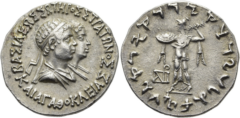 KÖNIGREICH BAKTRIEN. Straton I. und Agathokleia, ca. 110 - 100 v. Chr. Straton I...