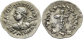 KÖNIGREICH BAKTRIEN. Straton I. Epiphanes Dikaios Soter, ca. 110 - 95 v. Chr. Straton I. Epiphanes Dikaios Soter, ca. 110 - 95 v. Chr. Tetradrachme im...