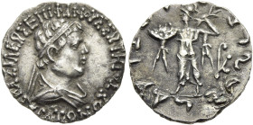 KÖNIGREICH BAKTRIEN. Straton I. Epiphanes Dikaios Soter, ca. 110 - 95 v. Chr. Straton I. Epiphanes Dikaios Soter, ca. 110 - 95 v. Chr. Drachme im indi...