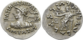 KÖNIGREICH BAKTRIEN. Amyntas Nikator, ca. 90 - 85 v. Chr. Amyntas Nikator, ca. 90 - 85 v. Chr. Drachme im indischen Gewichtsstandard ø 19mm (2.54g). V...