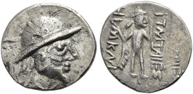 SOGDIANA. YÜEH-CHI. Imitation nach Eukratides I. (170 - 145 v. Chr.) Imitation nach Eukratides I. (170 - 145 v. Chr.) Obol ø 11mm (0.66g). ca. 2. Jh. ...