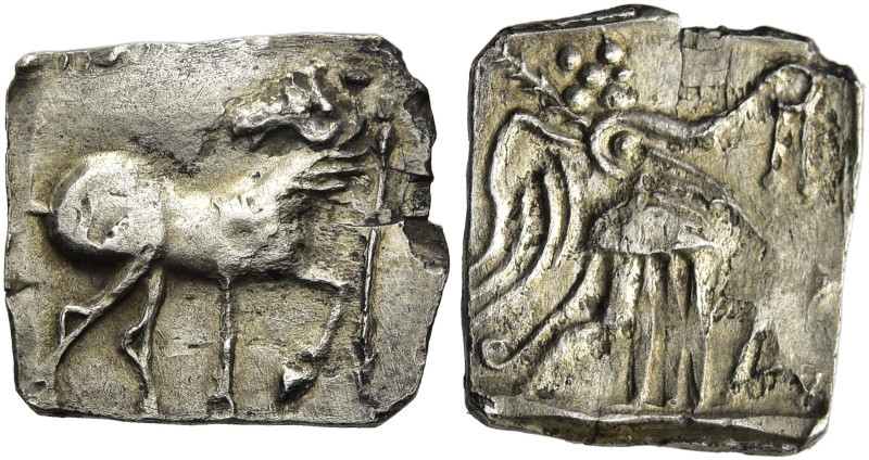 ARACHOSIEN. ANONYM ANONYM Diobol ø 11mm (1.14g). ca. 1. Jh. v. Chr. Vs.: Pferd m...
