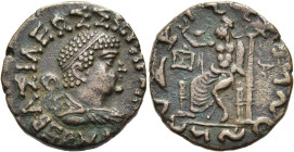INDO-SKYTHEN. KÖNIGREICH. Imitation nach Hermaios Soter. Imitation nach Hermaios Soter. Tetradrachme im indischen Gewichtsstandard ø 25mm (9.13g). ca....