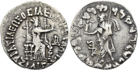 INDO-SKYTHEN. KÖNIGREICH. Azilises, ca. 70 - 60 v. Chr. Azilises, ca. 70 - 60 v. Chr. Tetradrachme im indischen Gewichtsstandard ø 28mm (9.68g). Vs.: ...