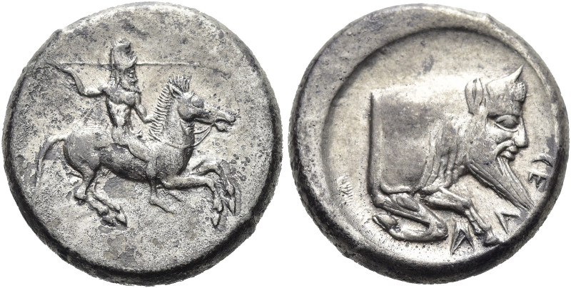 SIZILIEN. GELA. Didrachme ø 20mm (8.51g). ca. 490/85 - 480/75 v. Chr. Vs.: Reite...