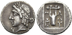 LYKIEN. LYKISCHER BUND. Masikytes. Masikytes. Hemidrachme ø 15mm (1.84g). ca. 48 - 23 v. Chr. Vs.: Apollonkopf n. l. Rs.: Lyra zwischen M-A, r. im Fel...