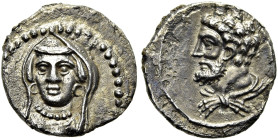 KILIKIEN. INCERTUM. Obol ø 10mm (0.65g). 4. Jh. v. Chr. Vs.: Verschleierter weiblicher Kopf in Dreiviertelansicht. Rs.: Kopf des bärtigen Herakles mit...
