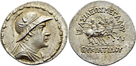 KÖNIGREICH BAKTRIEN. Eukratides I. Megas, ca. 170 - 145 v. Chr. Eukratides I. Megas, ca. 170 - 145 v. Chr. Tetradrachme ø 36mm (16.95g). Vs.: Drapiert...