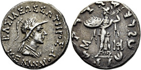 KÖNIGREICH BAKTRIEN. Menander I. Soter, ca. 165 - 130 v. Chr. Menander I. Soter, ca. 165 - 130 v. Chr. Tetradrachme im indischen Gewichtsstandard. ø 2...