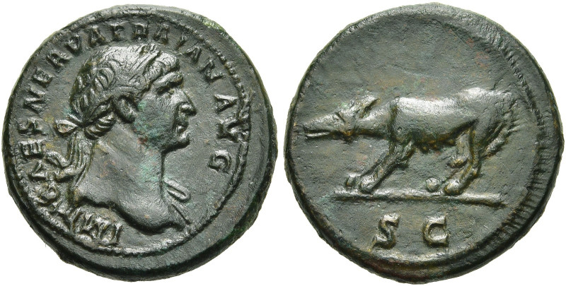 Trajan, 98 - 117 n. Chr. Trajan, 98 - 117 n. Chr. Semis? ø 17mm (3.16g). Nach ca...