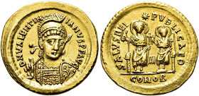 Valentinian III., 425 - 455 n. Chr. Valentinian III., 425 - 455 n. Chr. Solidus ø 22mm (4.44g). 425 - 430 n. Chr. Mzst.Konstantinopel. Vs.: D N VALENT...