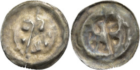 ANHALT. Georg I., 1405 - 1471. Georg I., 1405 - 1471. Hohlpfennig (0.30g). o.J., Köthen oder Zerbst. Halber Adler mit drei Federn, rechts vier Balken....