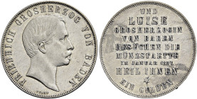 BADEN - DURLACH. Friedrich I., 1852 / 1856 - 1907. Friedrich I., 1852 / 1856 - 1907. Gulden (10.62g). 1857, Karlsruhe. Auf den Münzbesuch. Kopf nach r...