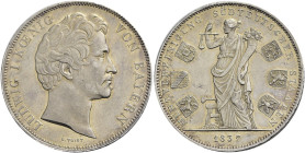 BAYERN. Ludwig I., 1825 - 1848. Ludwig I., 1825 - 1848. Doppeltaler (2 Vereinstaler) zu 3 1/2 Gulden (37.06g). 1837, München. Geschichtsdoppeltaler. A...