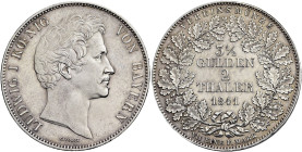 BAYERN. Ludwig I., 1825 - 1848. Ludwig I., 1825 - 1848. Doppeltaler (2 Vereinstaler) zu 3 1/2 Gulden (37.05g). 1841, München. Kopf nach rechts, darunt...