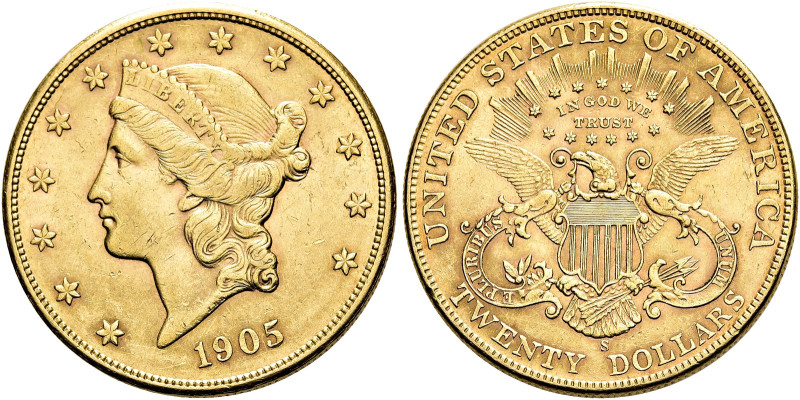 VEREINIGTE STAATEN (USA). 20 Dollar (33.38g). 1905 S, San Francisco. Typ "Libert...