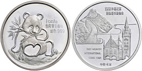 CHINA. VOLKSREPUBLIK. Seit 1949. Seit 1949. Silbermedaille (31.10g). 1991. Freundschaftspanda für die Internationale Münzausstellung in München (Munic...