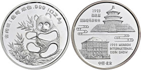 CHINA. VOLKSREPUBLIK. Seit 1949. Seit 1949. Silbermedaille (31.10g). 1993. Freundschaftspanda für die Internationale Münzausstellung in München (Munic...