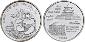 CHINA. VOLKSREPUBLIK. Seit 1949. Seit 1949. Silbermedaille (31.10g). 1993. Freundschaftspanda für die Internationale Münzausstellung in München (Munic...