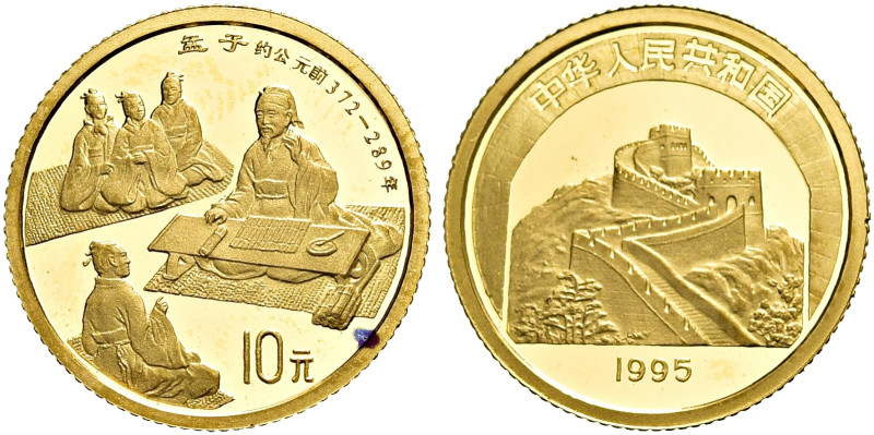CHINA. VOLKSREPUBLIK. Seit 1949. Seit 1949. 10 Yuan (3.11g). 1995. Philosoph Men...