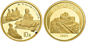 CHINA. VOLKSREPUBLIK. Seit 1949. Seit 1949. 10 Yuan (3.11g). 1995. Philosoph Meng Zi - Menzius (1. Serie Chinesische Kultur). 1/10 Unze Feingold. Fr. ...