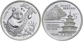CHINA. VOLKSREPUBLIK. Seit 1949. Seit 1949. Silbermedaille (31.10g). 1996. Freundschaftspanda für die Internationale Münzausstellung in München (Munic...