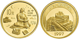 CHINA. VOLKSREPUBLIK. Seit 1949. Seit 1949. 10 Yuan (3.11g). 1997. Philosoph Zhuang Zi (2. Serie Chinesische Kultur). 1/10 Unze Feingold. Fr. 189. KM ...