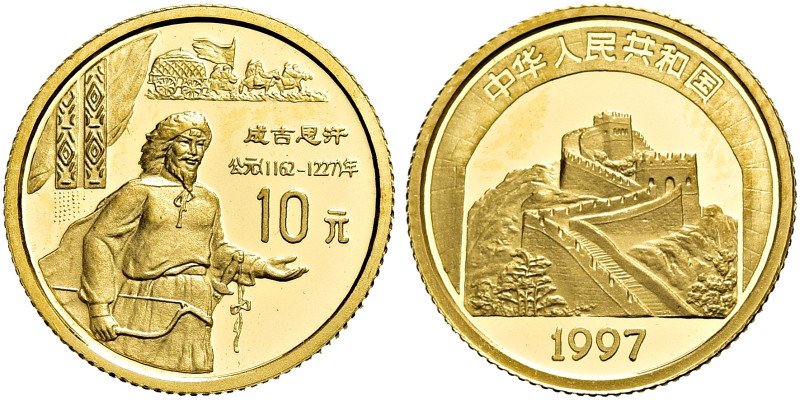 CHINA. VOLKSREPUBLIK. Seit 1949. Seit 1949. 10 Yuan (3.11g). 1997. Dschingis Kha...
