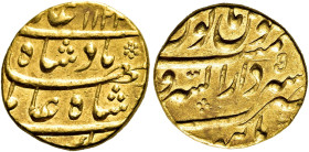 INDIEN. MUGHAL. Shah Alam Bahadur, 1119 - 1124 a.H. (1707 - 1712 AD). Shah Alam Bahadur, 1119 - 1124 a.H. (1707 - 1712 AD). Mohur (11.00g). 1122 a.H (...