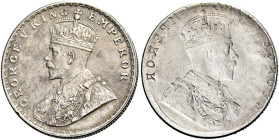 INDIEN. BRITISCH INDIEN. Georg V., 1910 - 1936. Georg V., 1910 - 1936. Rupie (11.59g). o.J. Gekröntes Brustbild nach links / Inkuser Abdruck der Vorde...