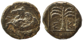 TROAS. Skepsis. Circa 400-310 BC. Ae (bronze, 1.36 g, 12 mm). Forepart of Pegasos to left. Rev. Σ-Κ Palm tree; all within linear square. SNG Copenhage...
