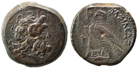 PTOLEMAIC KINGS of EGYPT. Ptolemy VI Philometor, 180-164 BC. Ae obol (bronze, 11.60 g, 23 mm), uncertain mint on Cyprus. Diademed head of Zeus Ammon t...