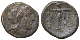 SELEUKID KINGS of SYRIA, Seleukos I Nikator, 312-281 BC. Ae (bronze, 7.32 g, 20 mm), Antioch. Laureate head of Apollo right. Rev. BAΣΙΛΕΩΣ ΣΕΛΕΥΚΟΥ At...
