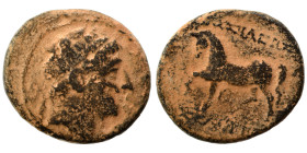SELEUKID KINGS of SYRIA. Seleukos II Kallinikos, 246-225 BC. Ae (bronze, 3.12 g, 18 mm). Diademed head to right. Rev. BAΣΙΛΕΩΣ ΣΕΛΕΥΚΟΥ Horse prancing...