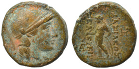 SELEUKID KINGS of SYRIA. Seleukos II Kallinikos, 246-226 BC. Ae (bronze, 4.41 g, 17 mm), Sardes. Helmeted head of Athena right. Rev. ΒΑΣΙΛΕΩΣ ΣΕΛΕΥΚΟΥ...