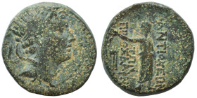 SELEUKID KINGS of SYRIA. Antiochos IV Epiphanes, 175-164 BC. Ae (bronze, 4.31 g, 16 mm). Quasi-municipal issue, Antioch. Radiate and diademed head rig...