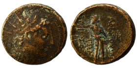 SELEUKID KINGS of SYRIA. Antiochos IV Epiphanes, 175-164 BC. Ae (bronze, 8.20 g, 21 mm). Quasi-municipal issue, Antioch. Radiate and diademed head rig...