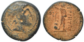 SELEUKID KINGS of SYRIA. Alexander I Balas, 152-145 BC. Ae (bronze, 7.33 g, 20 mm). Quasi-municipal issue, Kyrrhos. Diademed head to right. Rev. Zeus ...