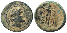 SELEUKID KINGS of SYRIA. Alexander I Balas, 152-145 BC. Ae (bronze, 6.41 g, 21 mm). Quasi-municipal issue, Kyrrhos. Diademed head to right. Rev. Zeus ...