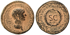 Trajan, 98-117. Semis (bronze, 4.23 g, 20 mm), Rome, for use in Syria. IMP CAES NER TRAIANO OPTIMO AVG GERM Radiate bust of Trajan to right, with slig...
