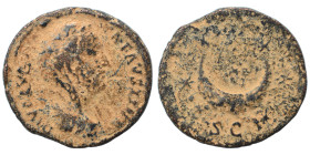 Diva Faustina II, died 175/6). As (bronze, 8.82 g, 26 mm), Rome. DIVA AVGVSTA FAVSTINA Draped bust to right of Faustina. Rev. Crescent surmounted by s...